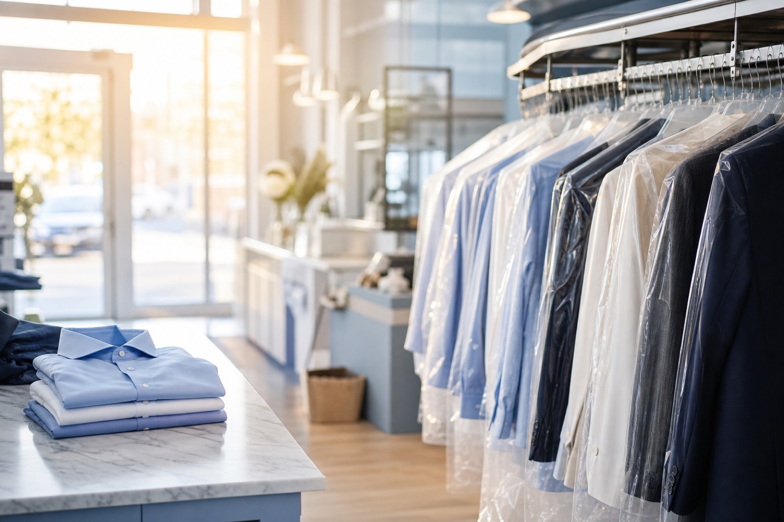 Bright modern dry cleaning shop